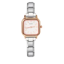 GEMOSA Trendy Stylish Square Quartz Watch Chic Minimalist Design Silver Color Stainless Steel Strap Party Birthday Daily Gift