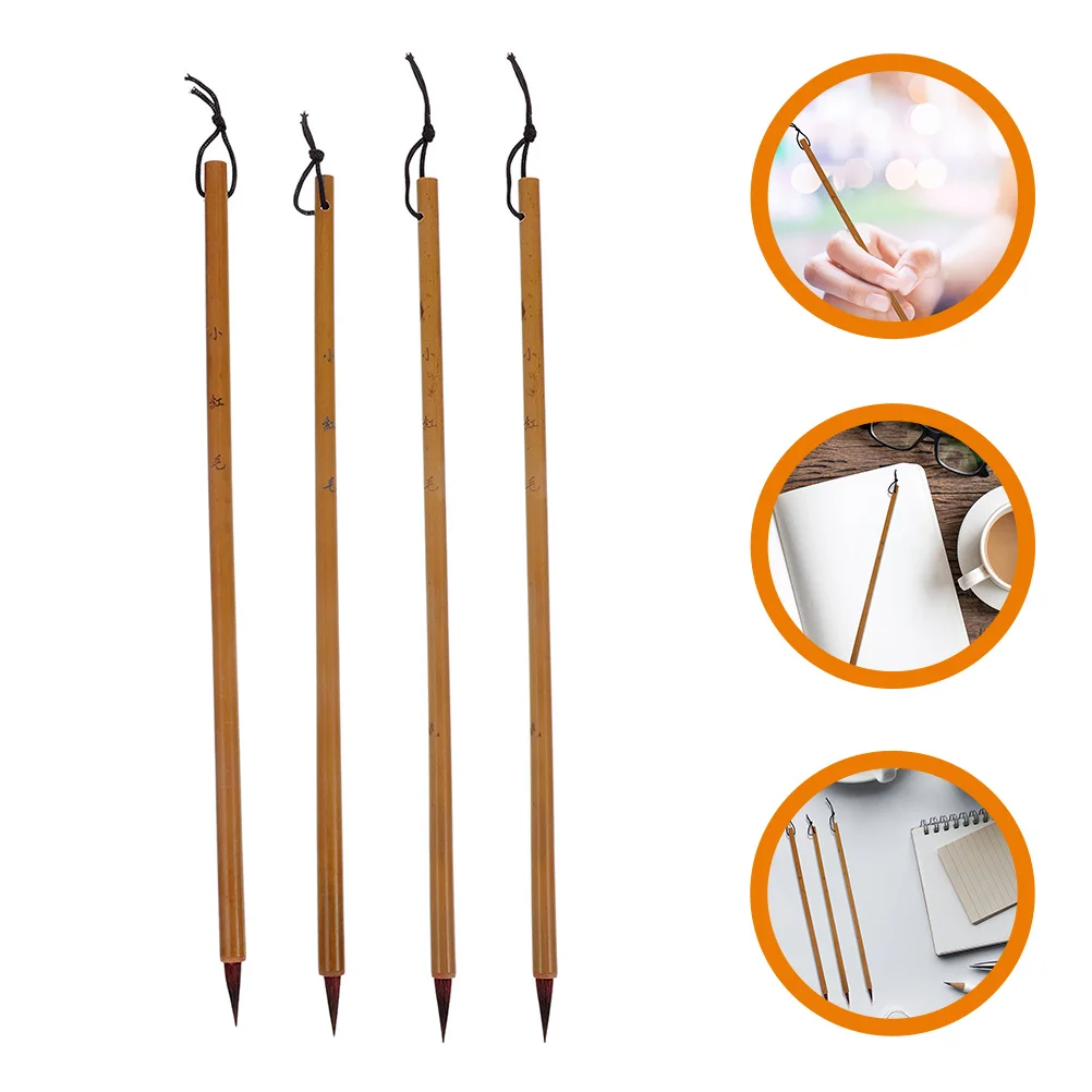 

4 Pcs Small Regular Script Pen Calligraphy Brush Portable Painting Household Drawing Bamboo Pole for Writing