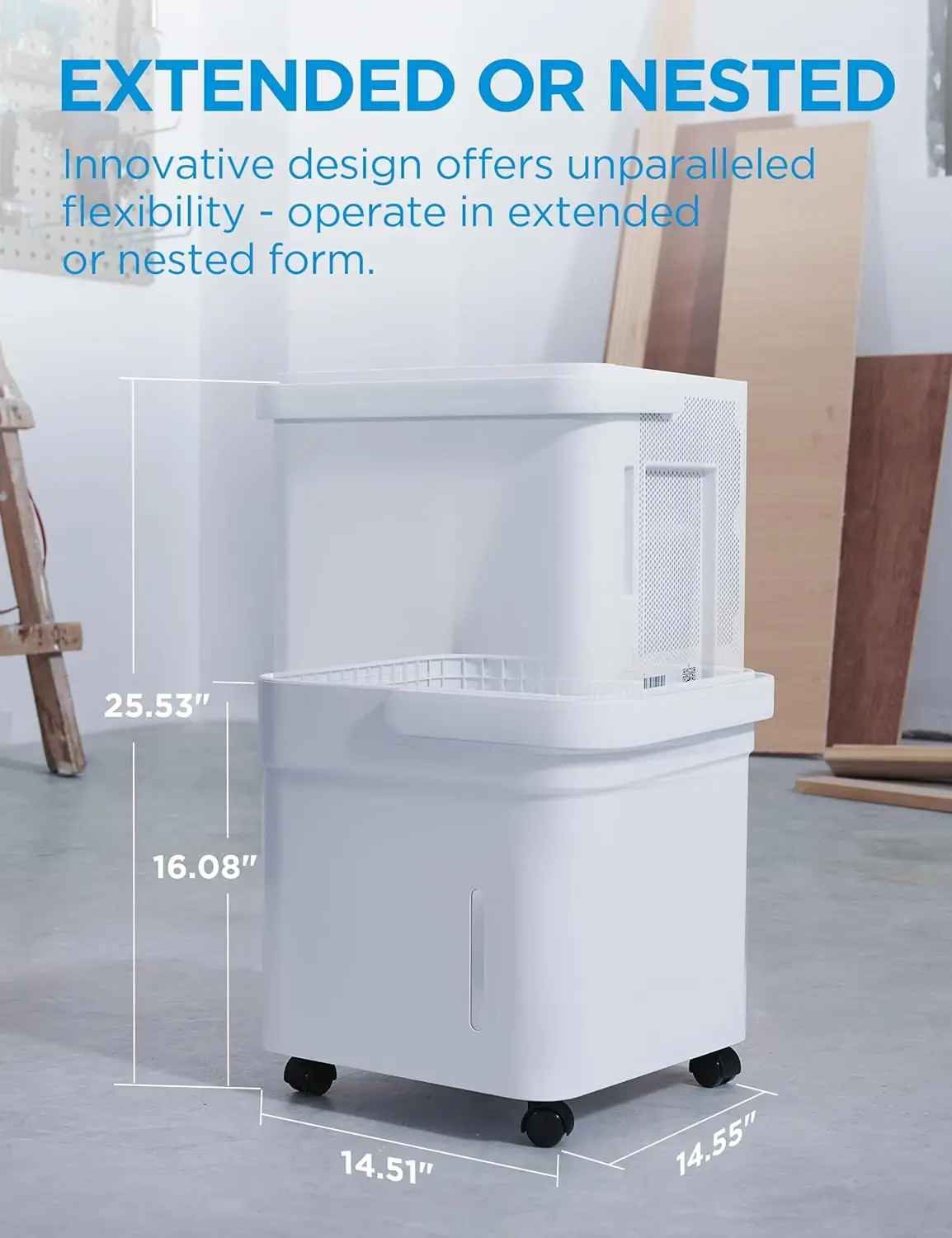 Midea Cube 50-Pint-Luftentfeuchter für Keller und Räume zu Hause für bis zu 4.500 Quadratmeter. Ft., Einbaupumpe