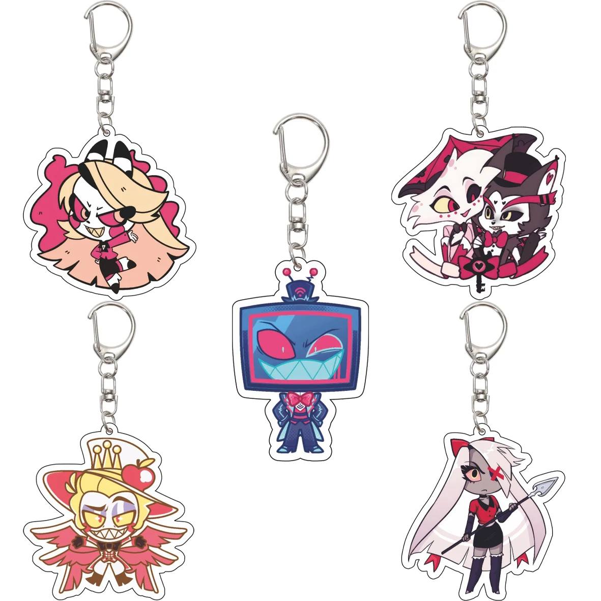55MM Anime Hazbin Hotel Figure Charlie Morningstar Vaggie Alastor Angel Dust Niffty Acrylic Keychain Christmas Cute Gifts