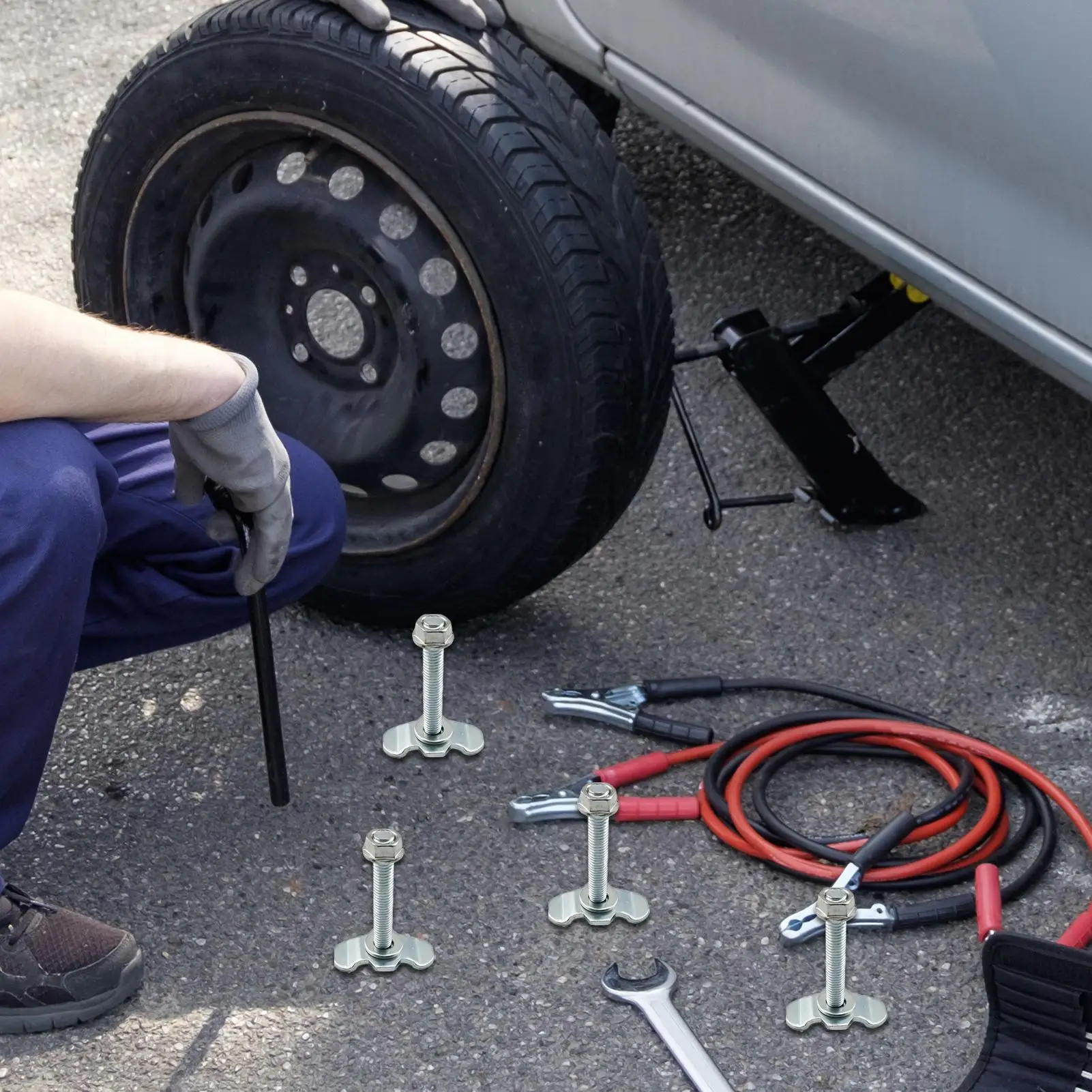 L Track Stud Fitting L-Track Double Lug Threaded Stud Nut Fitting Tie Down Mounting Bolts 4 Pieces Tie Down Hardware For