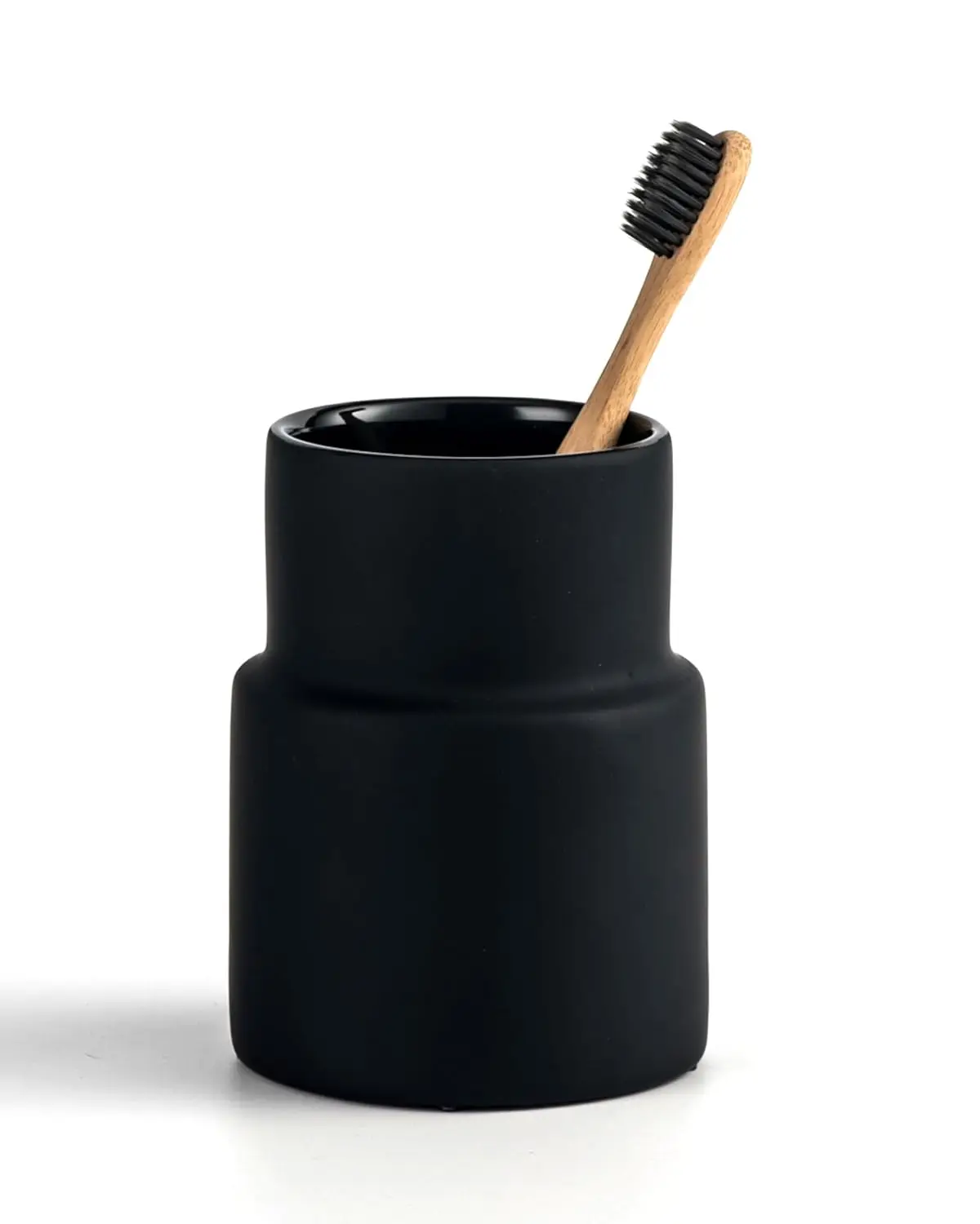 

Matte Toothbrush and Toothpaste Holder,Toothbrush Holder,Modern Ceramic Toothbrush Cup,Tooth Brushing Holder (Black)