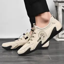 Men Casual Shoes Leather Fashion  Sneakers Handmade Breathable  Loafers  Boat Shoes Plus Size  38-48 Driving Shoes