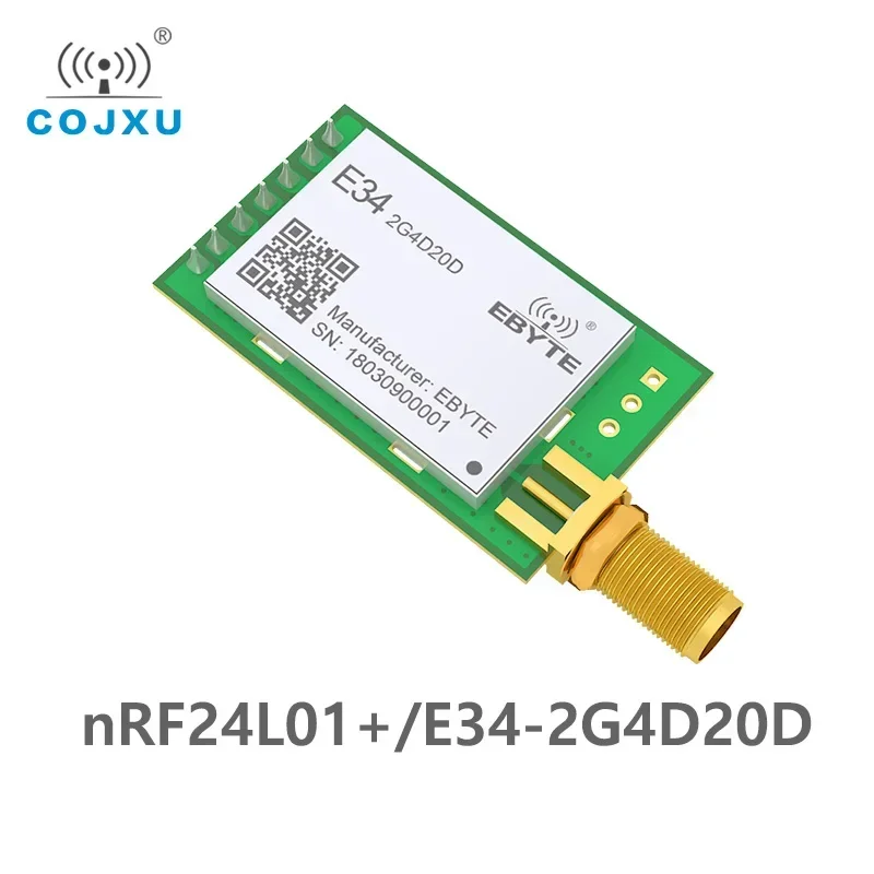 nRF24L01P Modulo RF wireless UART da 2,4 GHz 20 dBm Ricevitore ricetrasmettitore RF a lungo raggio da 2 km di piccole dimensioniE34-2G4D20D-V2.0