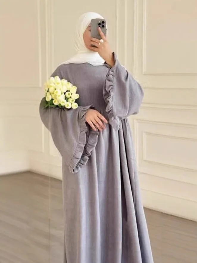 Eid Moslim Jurk voor Vrouwen Flare Mouw Jalabiya Kaftan Islam Vestidos Arabische Lange Gewaad Caftan Ramadan Marokko Dubai Abaya 2025