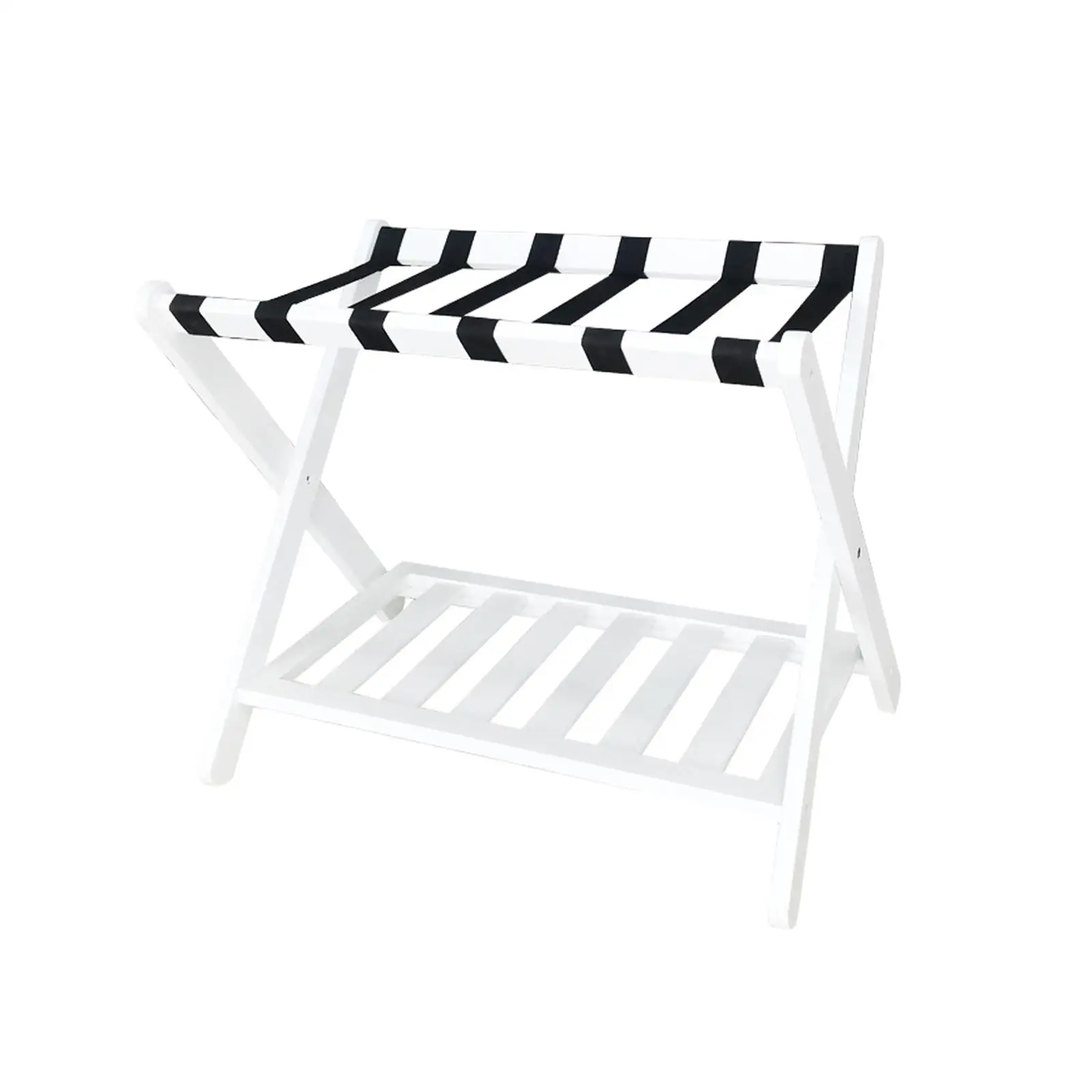 Two Layer Bamboo Luggage Rack Foldable Suitcase Shelf for Bedroom Guesthouse Portable Wood