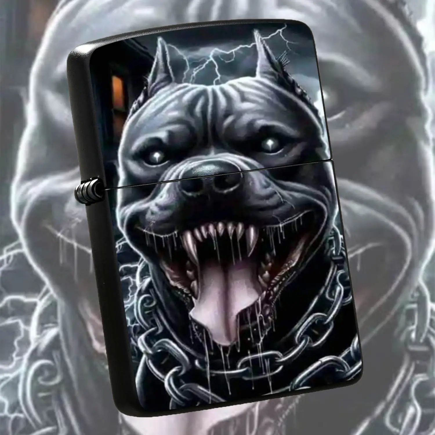 Cool Glaring Fierce Dog Themed Lighter, Bold Dark Lightning Atmosphere Creative Portable Accessory, Ideal For Daily Outdoor Use, Holiday Gifting, Personal Collection, All Scenes Applicable Stylis A Humorous And Interesting Lighter