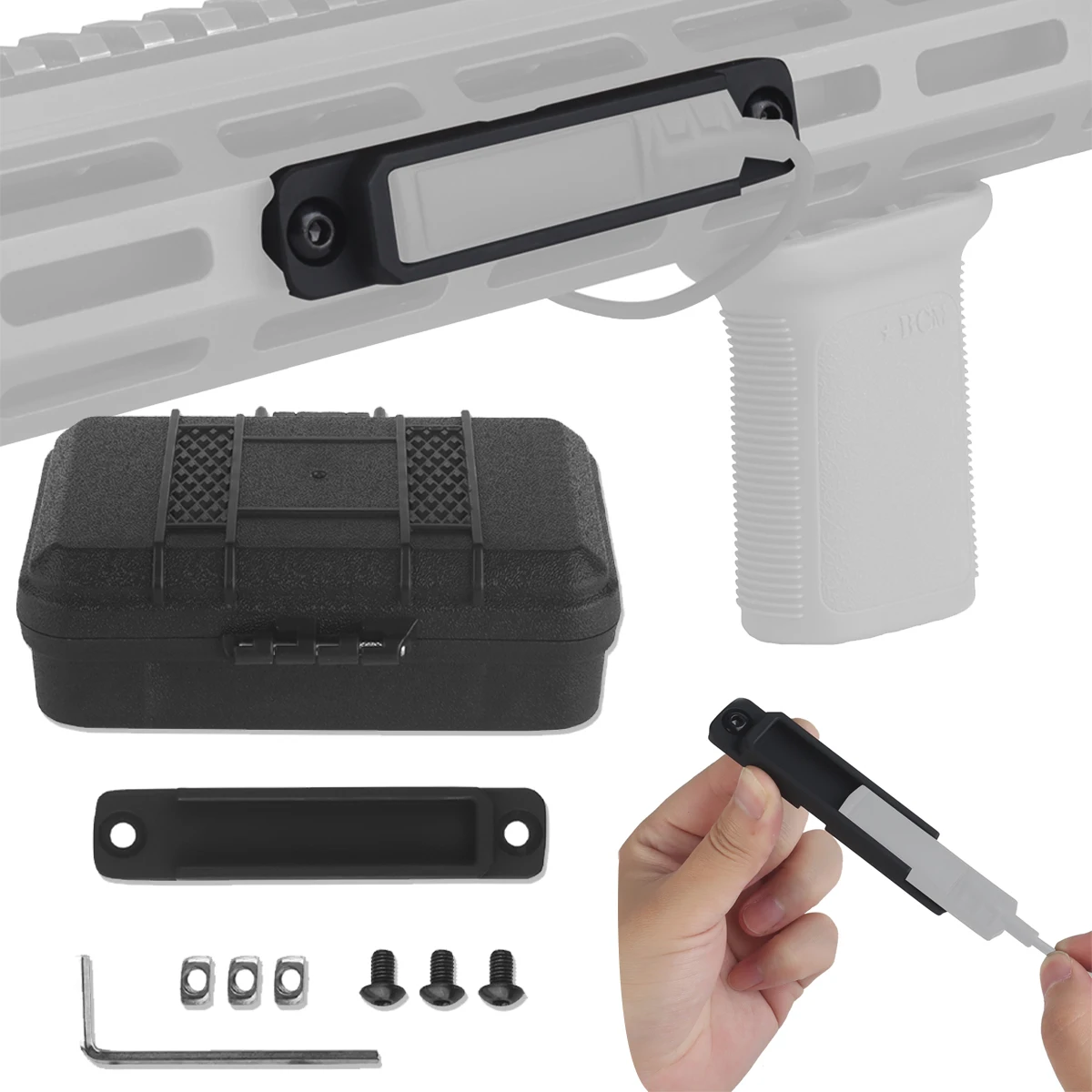 

Tactical Remote Switch Mounting Slot Flashlight Laser Rat Tail Metal Button Bracket for Mlok Keymod Rail Airsoft Accessories