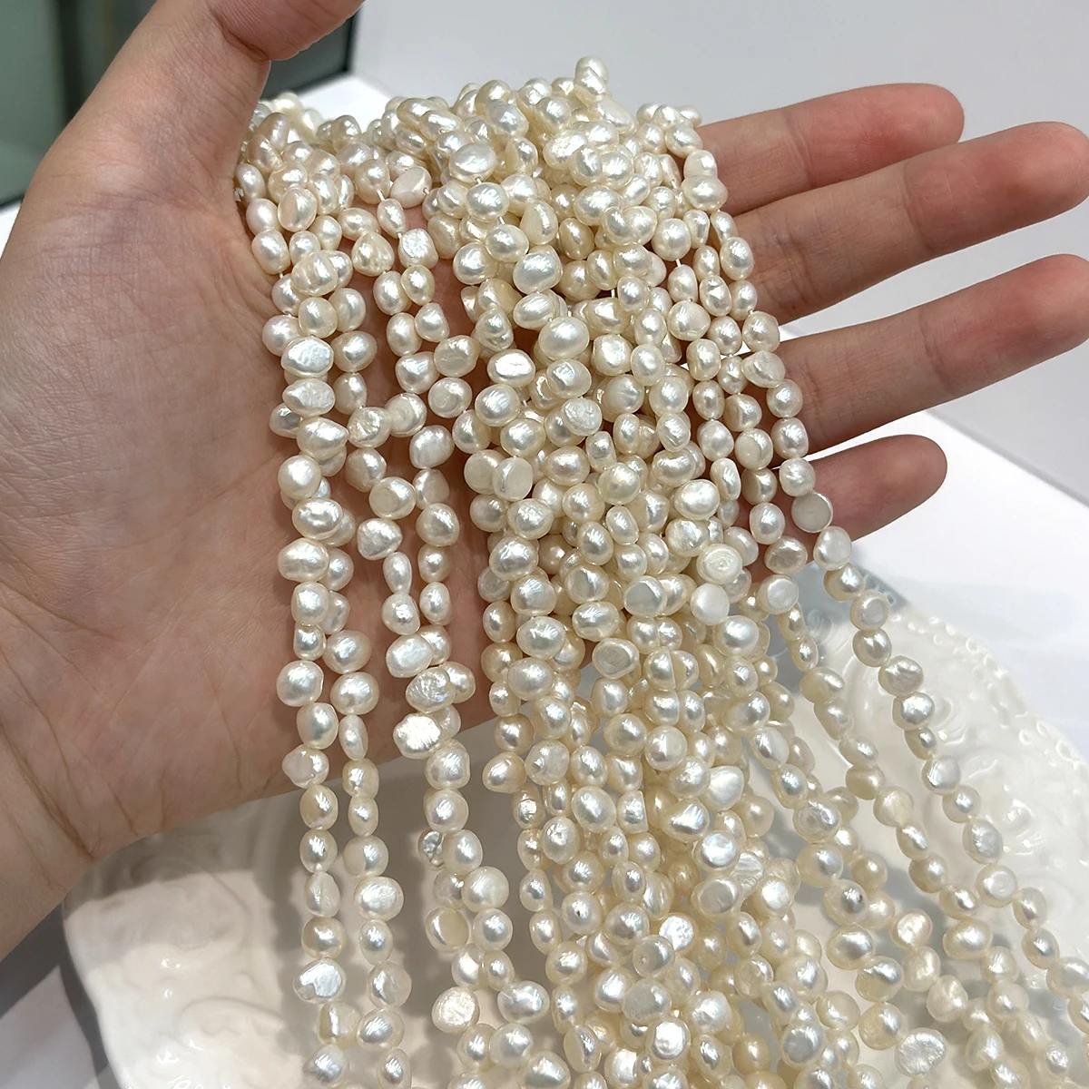 5-6mm Irregularly Natural Freshwater Pearls Pre-drilled Loose Beads for DIY Necklaces Bracelets Jewelry Making Accessories