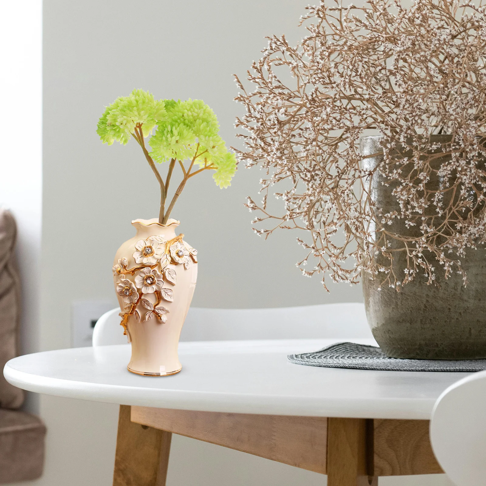 نباتات عصارية صناعية واقعية غير بوعاء سيقان خضراء صغيرة لديكور المنزل الداخلي والخارجي ترتيب إكليل قطعة مركزية للحديقة