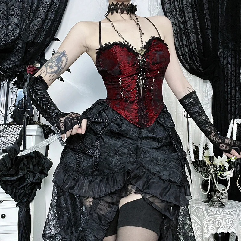 

Модный женский вязаный жилет в готическом темном стиле с цепями и элементами в виде птичьей клетки, средней плотности, осенняя новинка