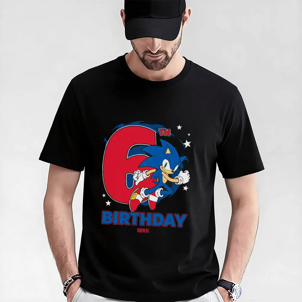 

6th Birthday Shadow the Hedgehog Sonic Gift t shirt for Anime lover Cartoon Graphic Tee Y2K clothes All size Tops S-6XL