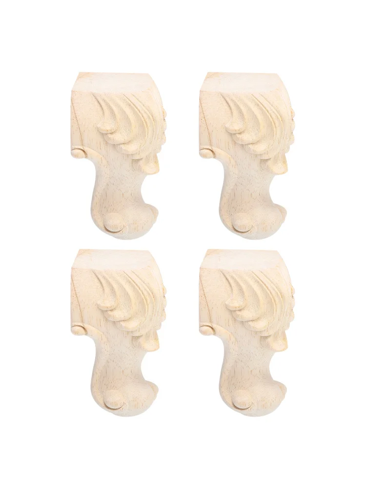 4Pcs Solid Wood Carved Rose Furniture Legs European Style Household Sofa Table Feet Wood Legs Replacement for Bed Dresser Bench