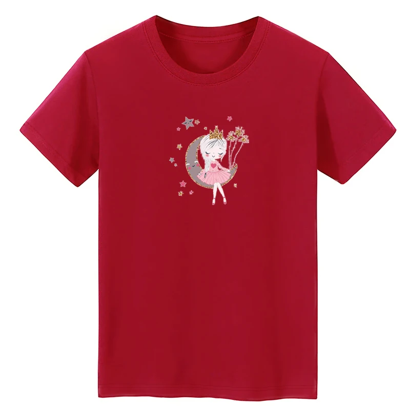 Women Moon Girl Graphic T Shirt Cute 2024 Streewear Clothes Tops Tee