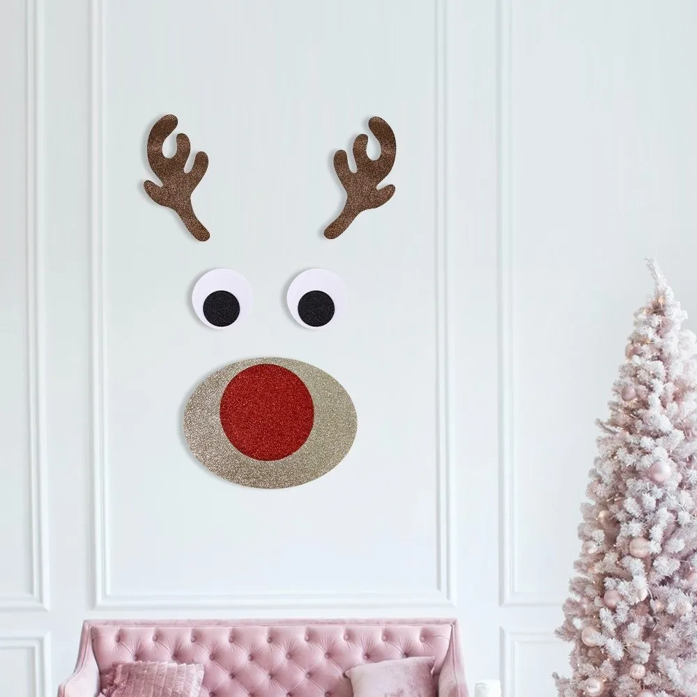 Large Christmas Window Stickers Snowman Reindeer Santa Cute Christmas Door Stickers Merry Christmas Decorations
