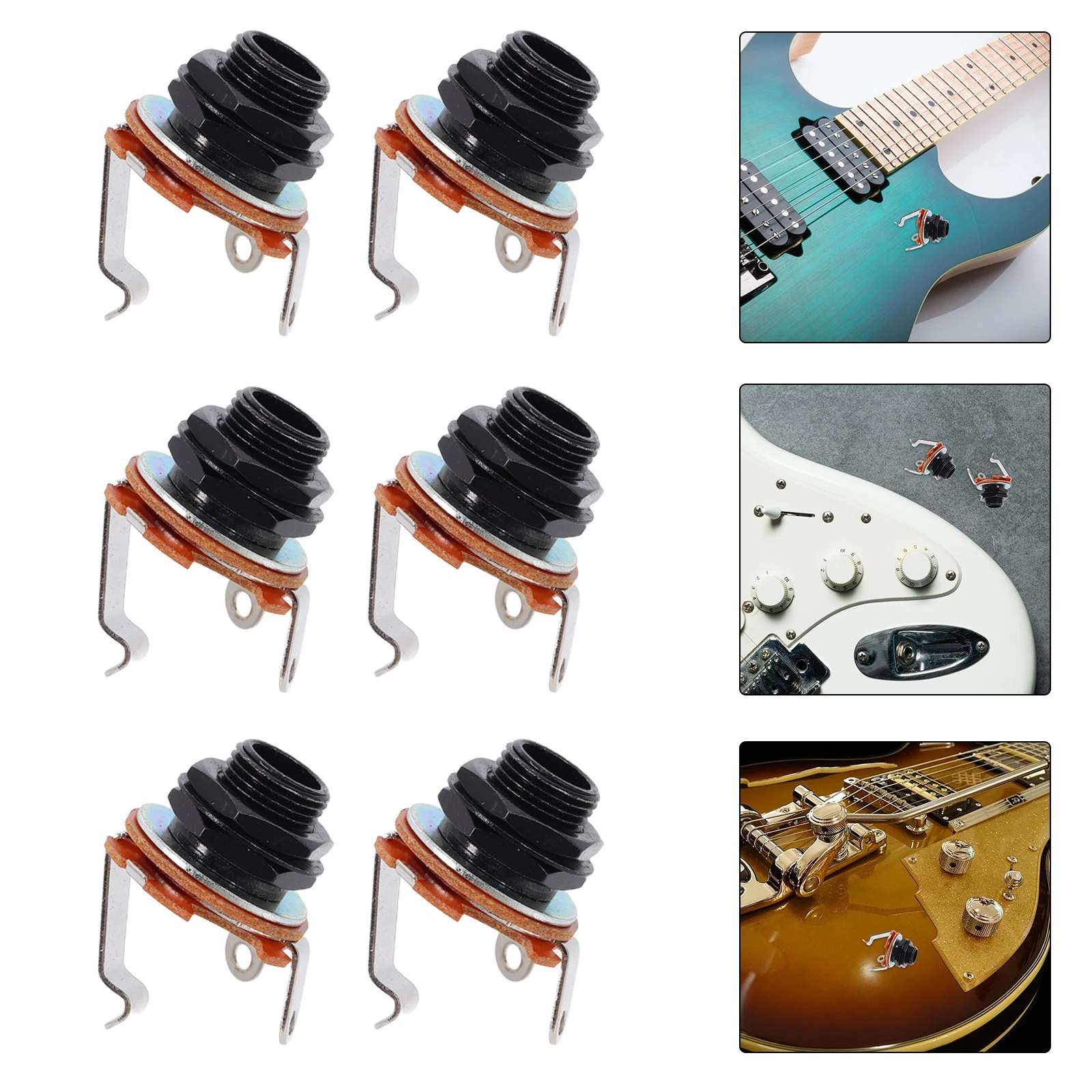 

10Pcs 6.35mm Mono Guitar Jack Socket Connector Chrome Nut Female Plug for Electric Bass Guitar Pickup Output Input Terminal