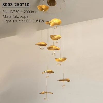Loft Nordic LED lotus Plafondkroonluchter voor woonkamer keuken koper Hangende hanglamp lamp Slaapkamer kinderkamer - afbeelding 1