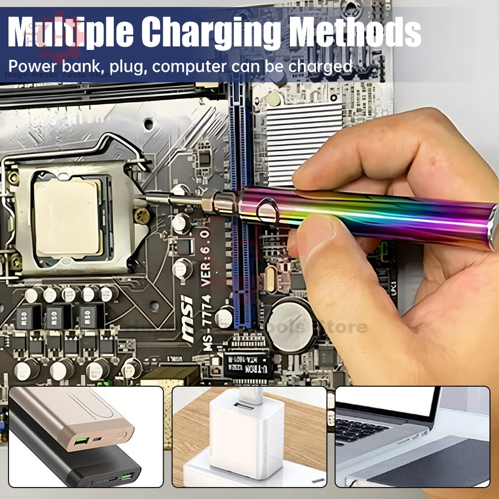 Ensemble de piles bouton en forme de fer à souder, kit de chauffage de réglage des transformateurs de chaleur, raccords avec USB, stylo à batterie à