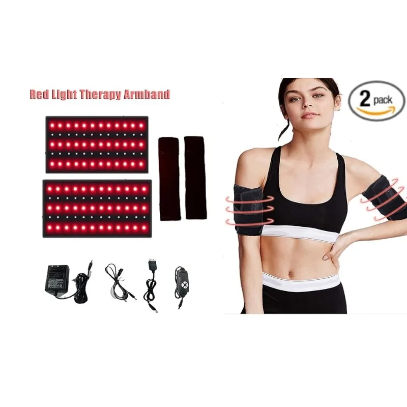 2Pcs Infrared Red Light Thera-py Arm Wrap 660&850 nm Red Light Arm Pad with Timer & Brightness Setting for Arm Knee Pain Relief