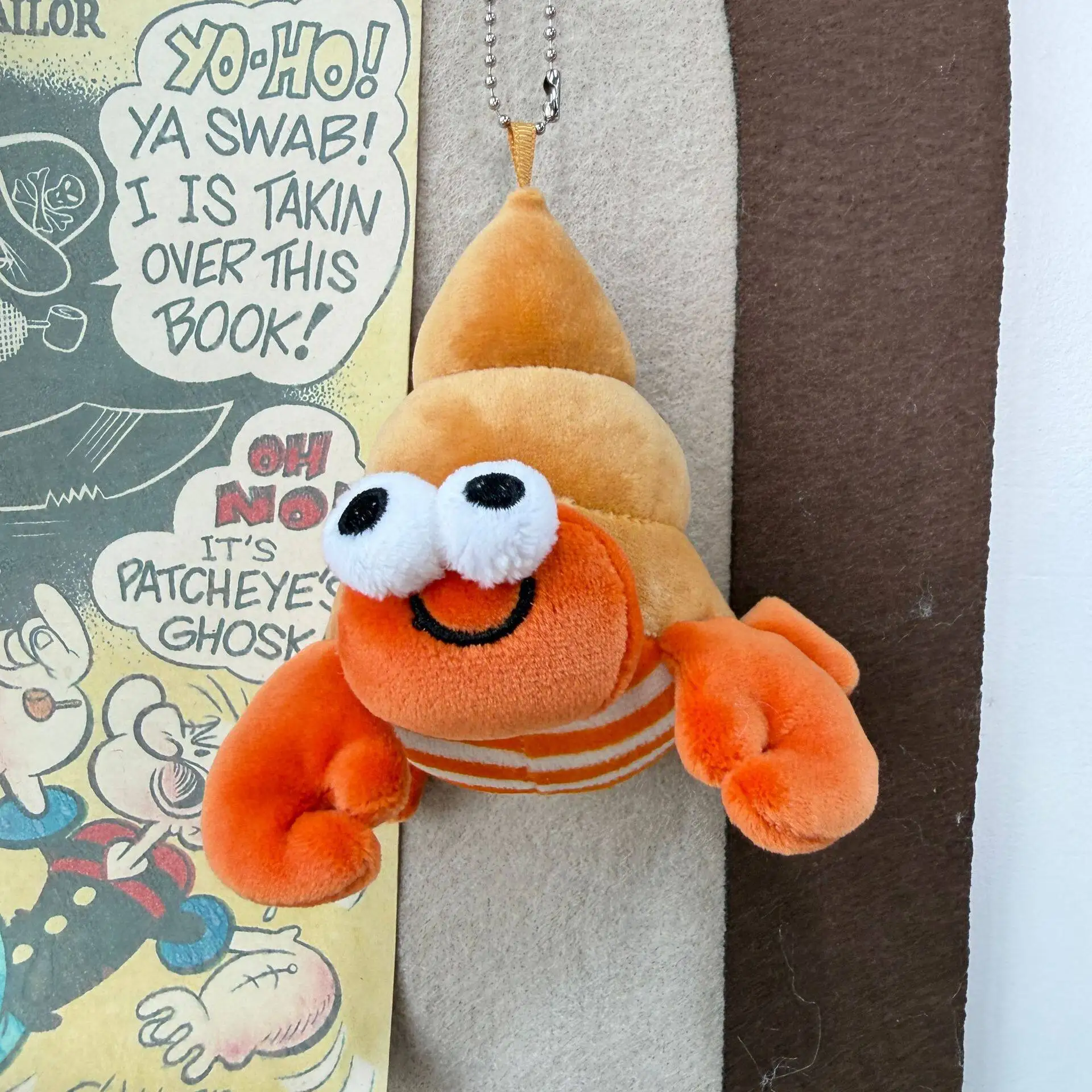 Cute Hermit Crab Plush Keyring Charms Cartoon Simulation Marine Animals Crabs Plush Stuffed Keyring Backpack Decor Birthday Gift