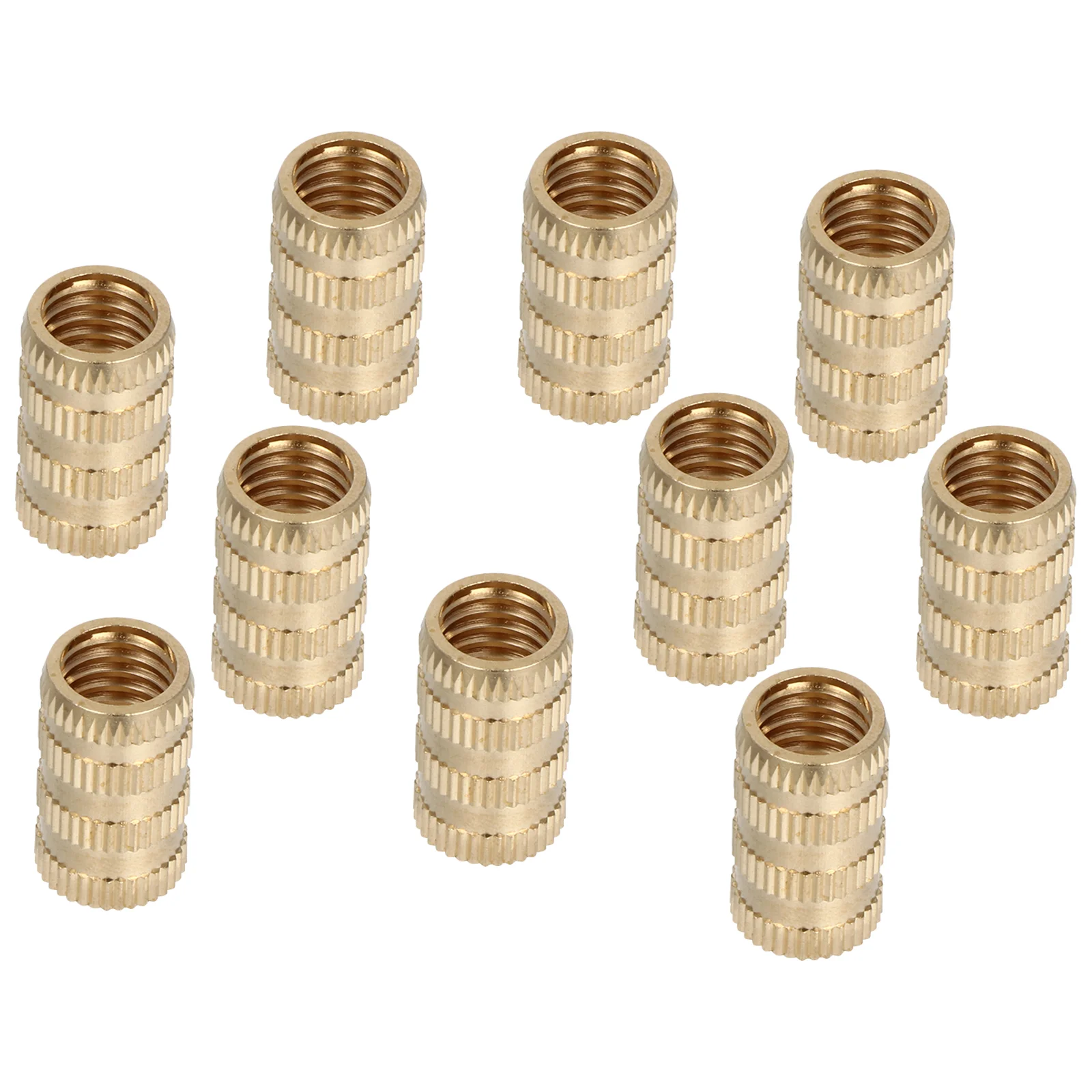 

10 Pcs Nuts Knurled Insert Embedment Female Thread Parts Rock and Roll Golden 3D Printer