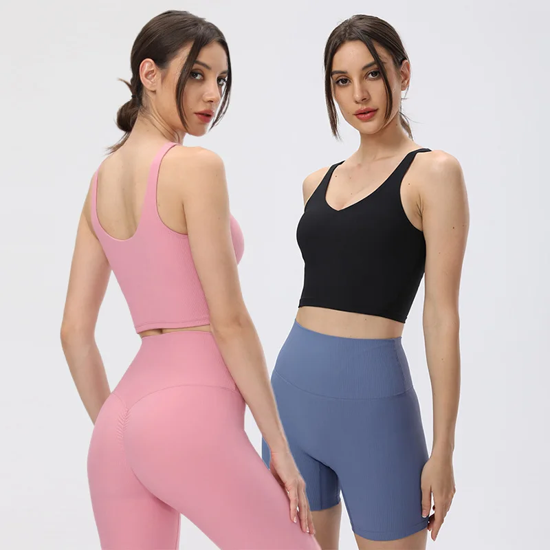 

SHINBENE Sports Vest with Chest Pad Women Wear Integrated Fitness Yoga Underwear U-back Bra