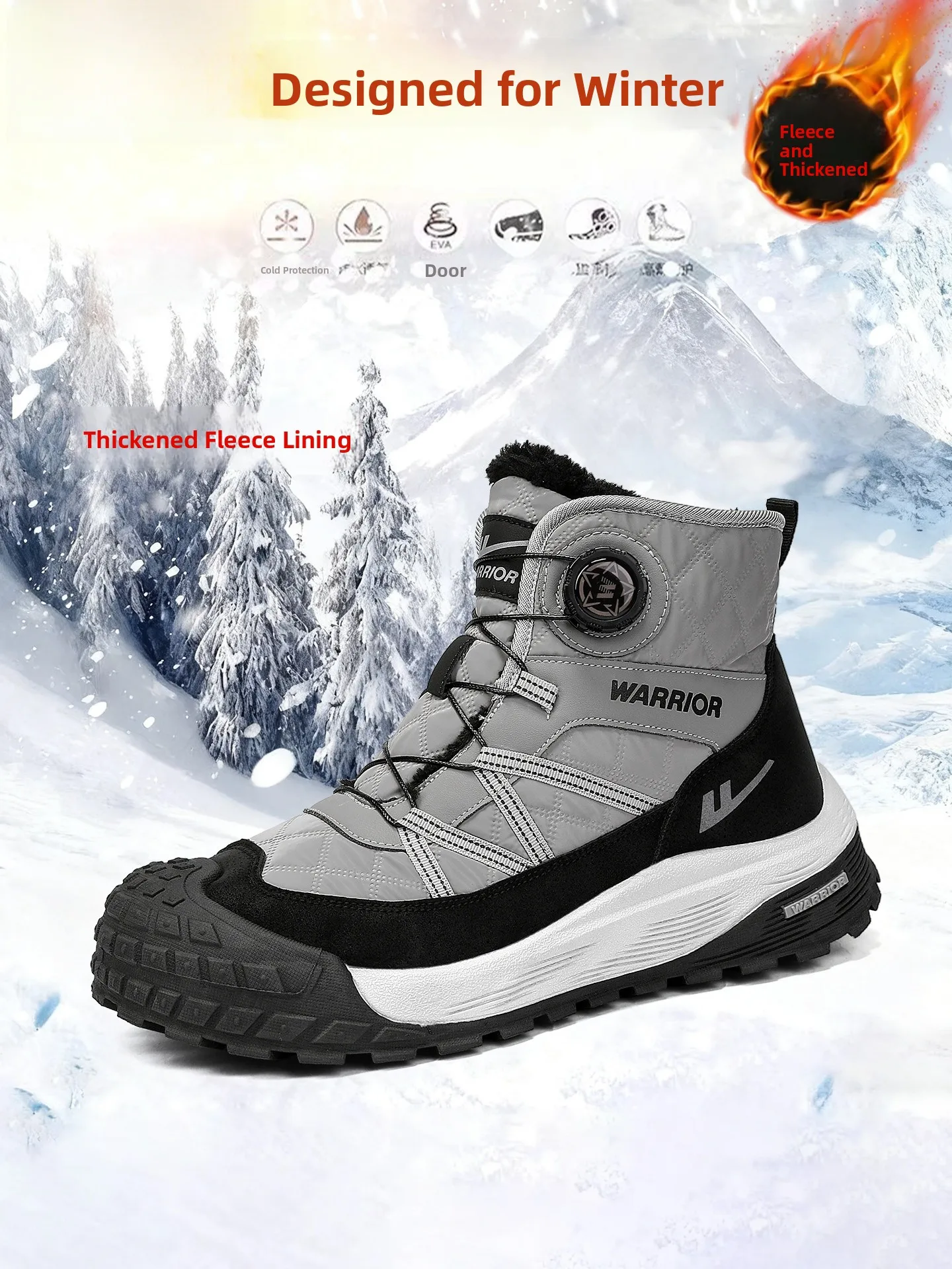 

Men's Winter Snow Boots Thiened Fur Lined Anti-slip Warm High Top Casual oes Comfortable Breathable PVC Outsole