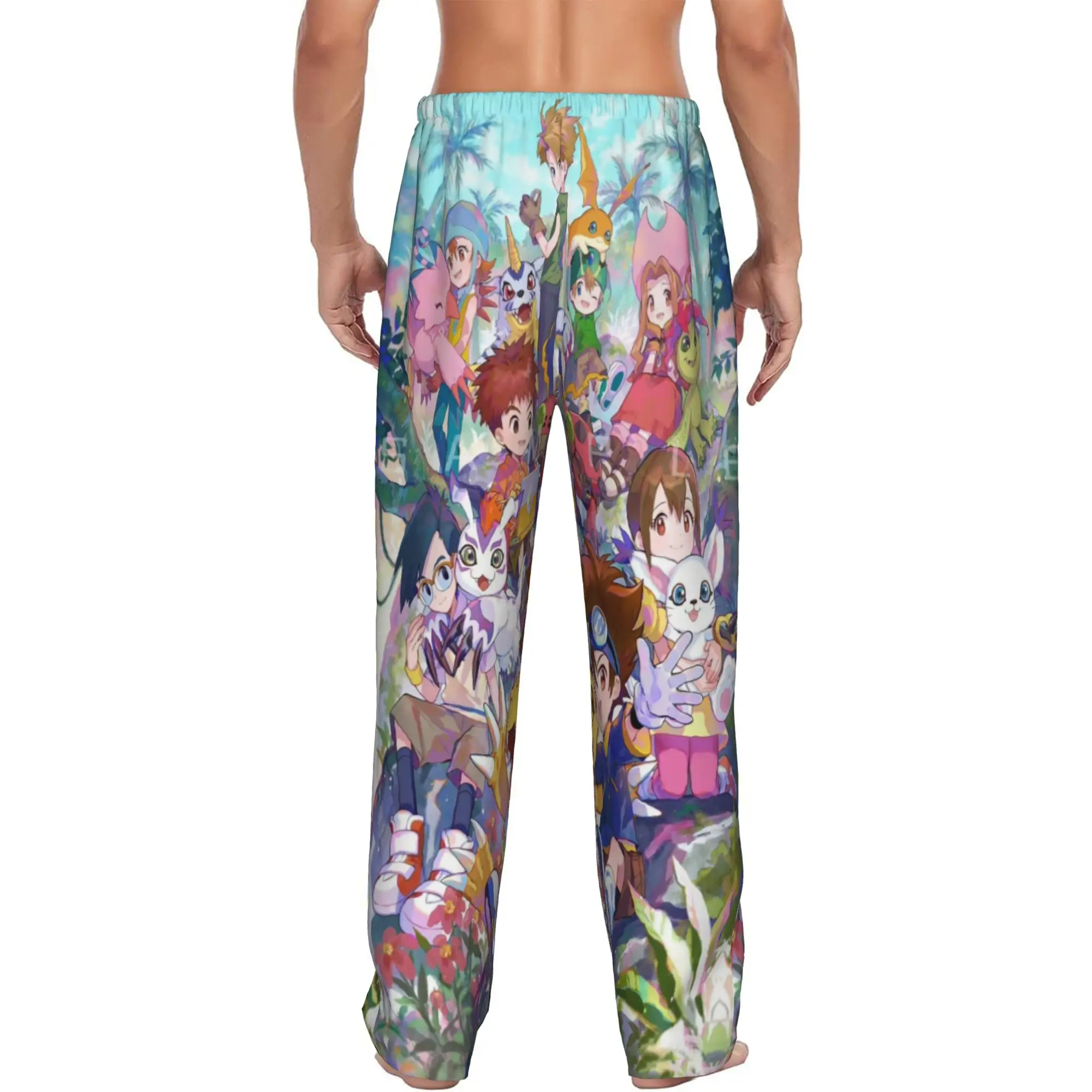 Custom Men Cookies Anime Monsters  Pajama Pants Print Elmo Cartoons Sleep Sleepwear Bottoms with Pockets