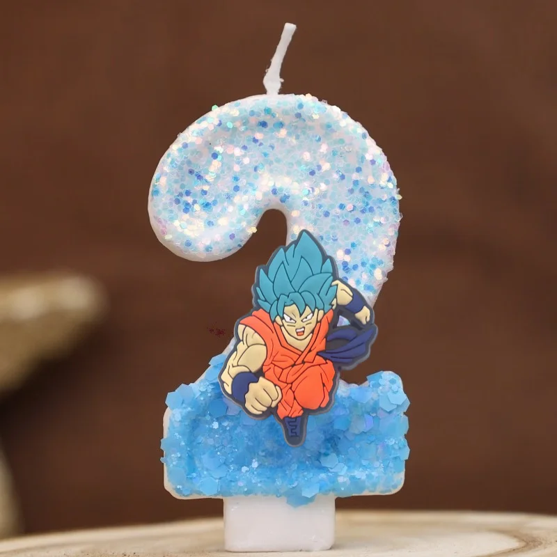 Picture 3: Dragon Ball Themed Number Candle 0-9 years old Kids Birthday Cake Decoration Supplies Cute Cartoon Anime Figure Party Decor Gift