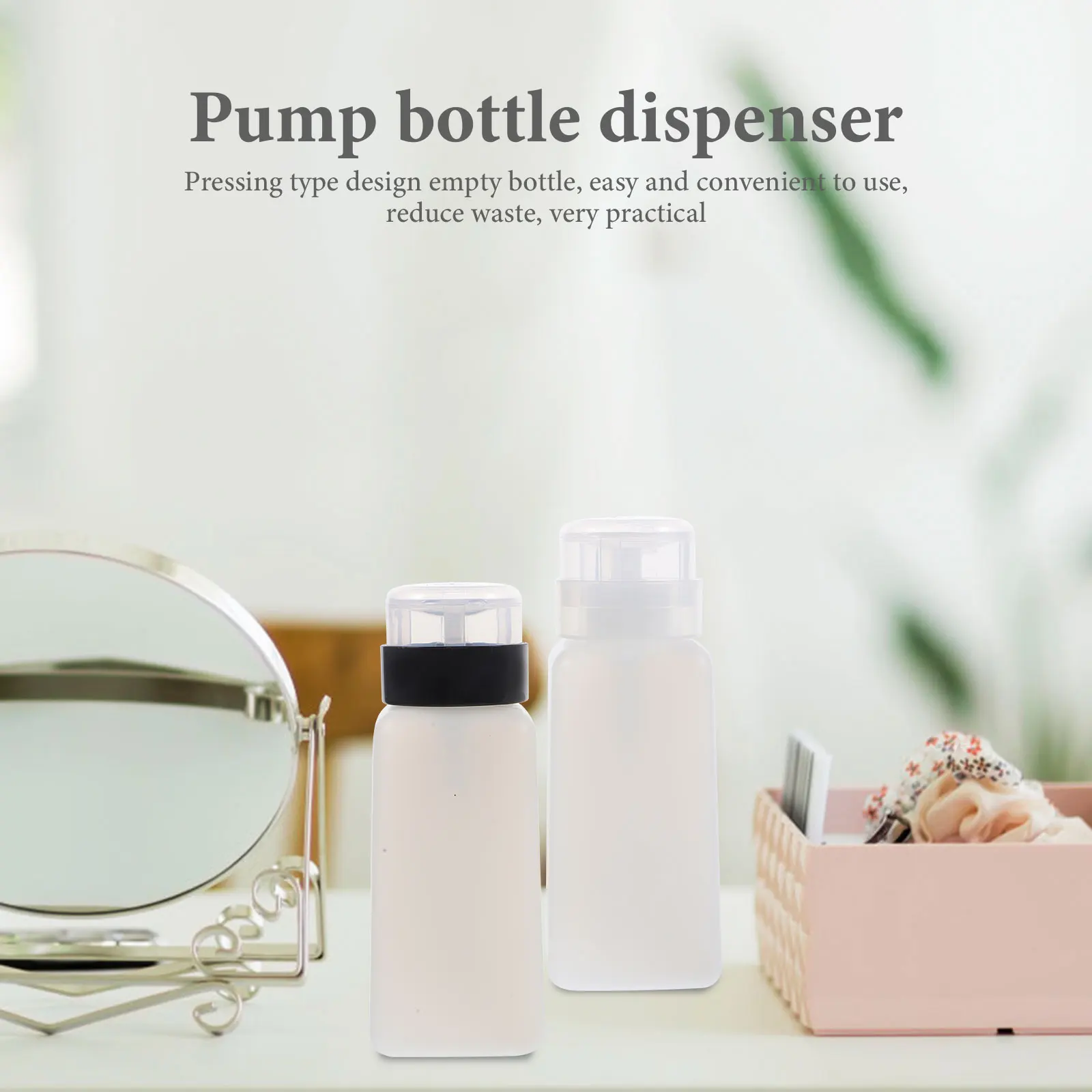 2 قطعة زجاجات المضخة الفارغة 250 مللي قابلة لإعادة الاستخدام الصحافة موزع ل مزيل طلاء الأظافر الحبر الكحول إعادة الملء زجاجات السفر مانيكير #4