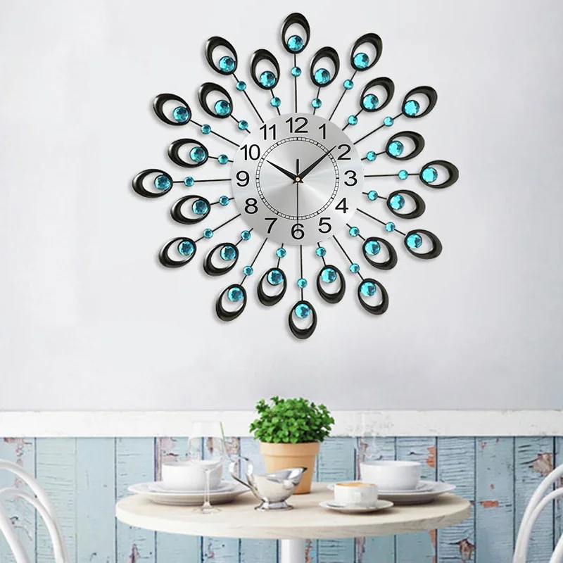 

Luxury Peacock Clock Wall Large Round Restaurant Minimalist Fashion Wall Watch Simple Living Room Horloge Murale Home Decoration