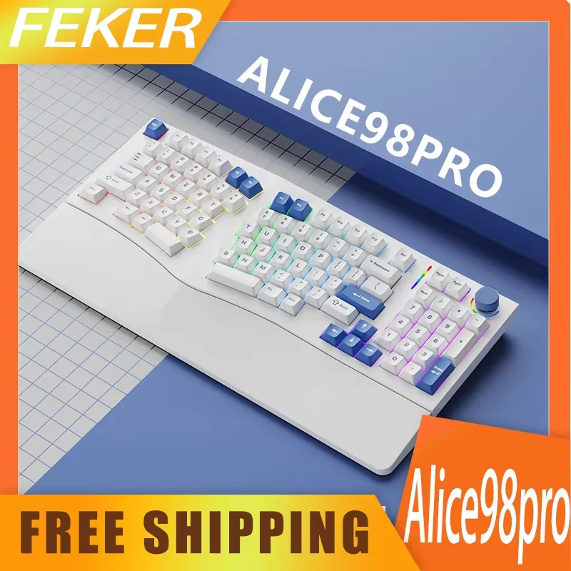 

Feker Alice98 pro Keyboard Wired/Wireless Hot-Swap Rgb Custom Ergonomics Gaming Mechanical Keyboards Support VIA QMK Desktop PC