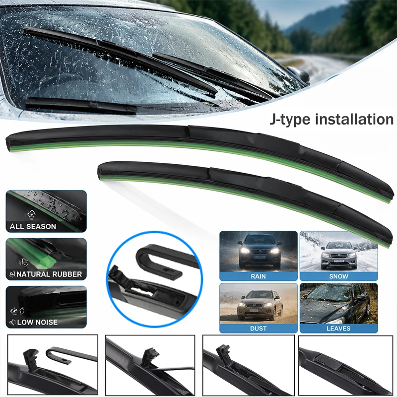 

Universal J Hook Three Stage Car Windshield Wiper Blades Premium Rubber Quiet Clean Streak Free