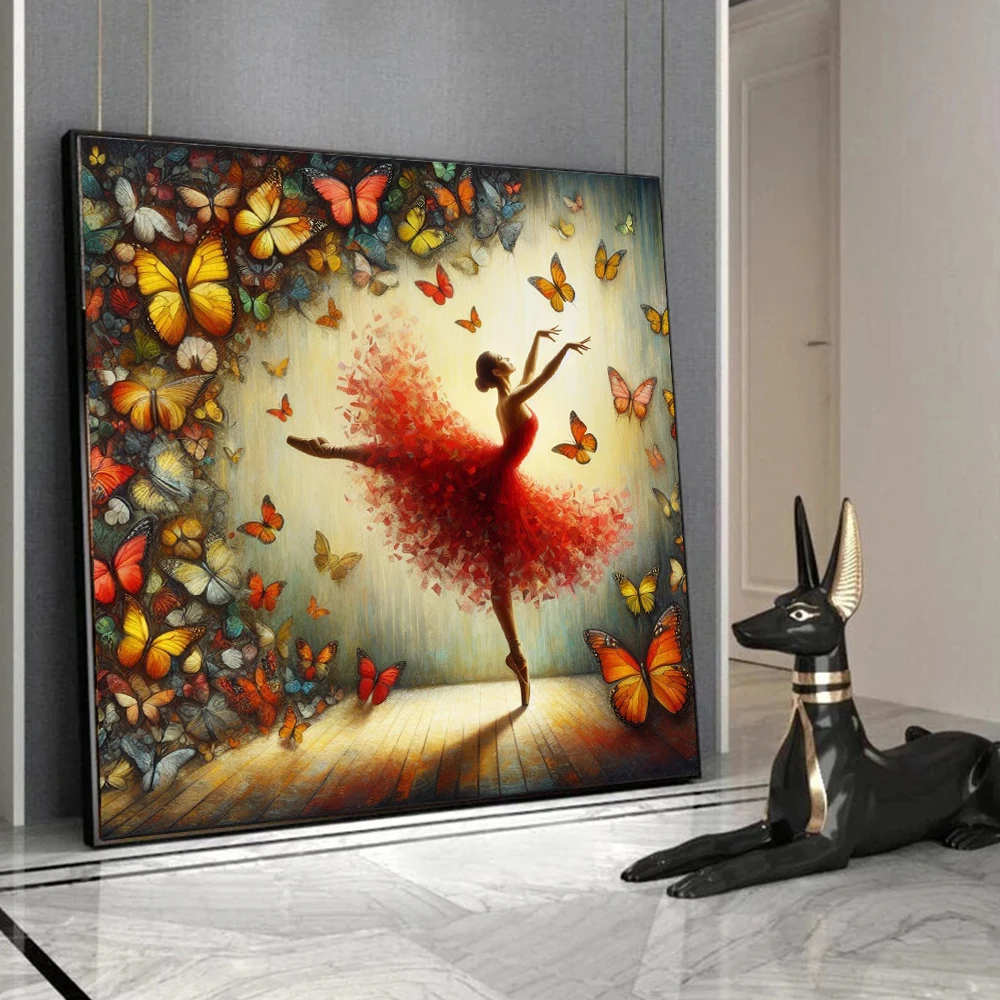 

Abstract Dancing Butterfly Woman Poster Prints For Living Room Home Decor Modern Elegant Ballet Dancer Canvas Painting Wall Art