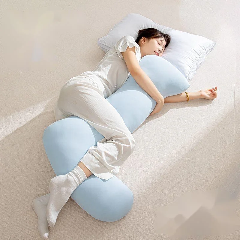 Plush Side Sleep Pillow Bolster Lumbar Waist Support 105*16*25cm Bed Knee Leg Spacer Maternity Body Cushion Bedroom Home Pink