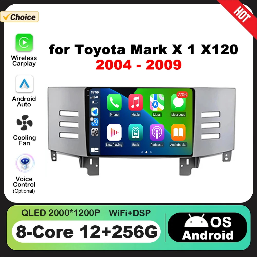 

9 inch Car Multimedia Radio Player for Toyota Mark X 1 X120 2004 - 2009 Android Intelligent System GPS Navi 4G WiFi Auto Tools