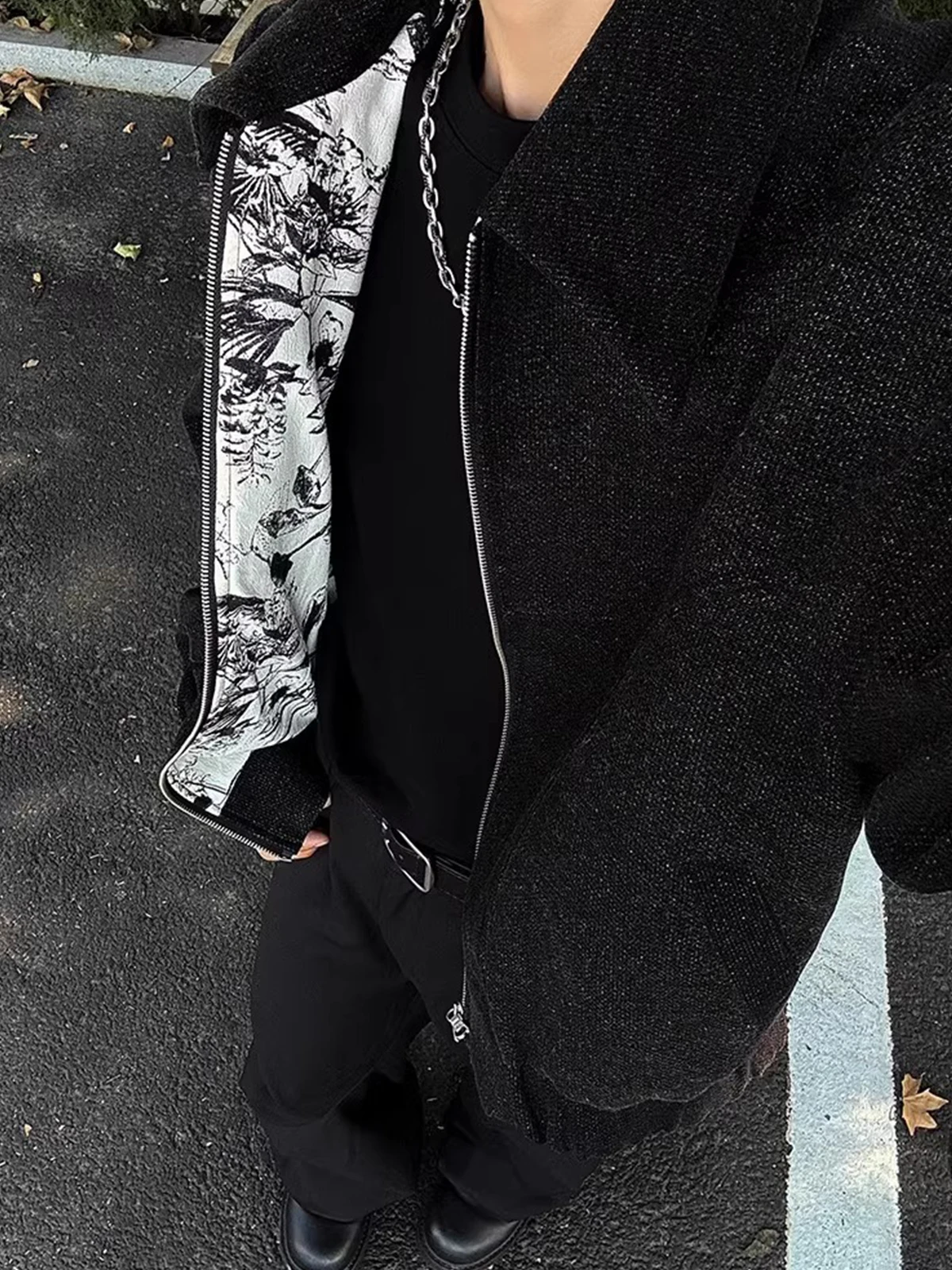 

Мужская шерстяная куртка в стиле ретро в американском стиле, осень-зима, пальто CleanFit Haome с отложным воротником, чернильно- и водой, цветочный...