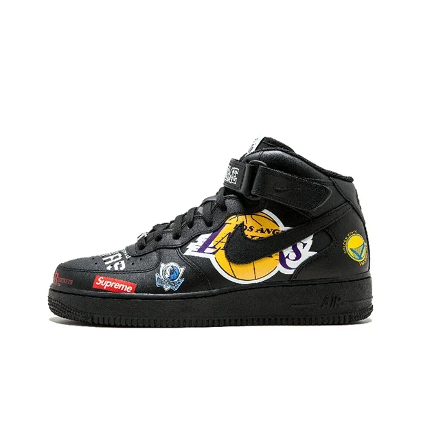 Supreme X NBA X Nike Air Force 1 Zapatillas de Skateboard Unisex de Media Caña Negras AQ8017-001