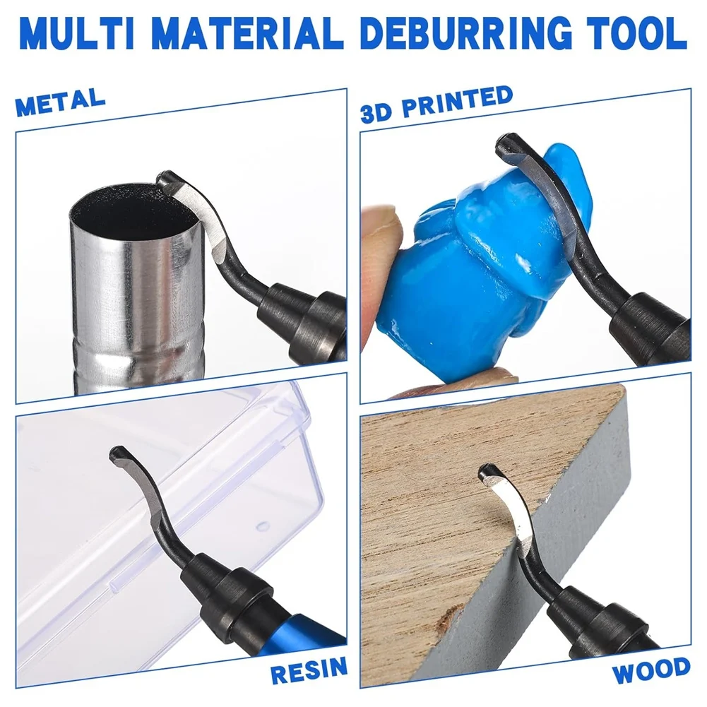 3 Pcs Hand Deburring Tool Kit 2 Countersink Hand Reamer and 1 Deburring Tool with 15 Extra High Speed Steel Swivel Blade