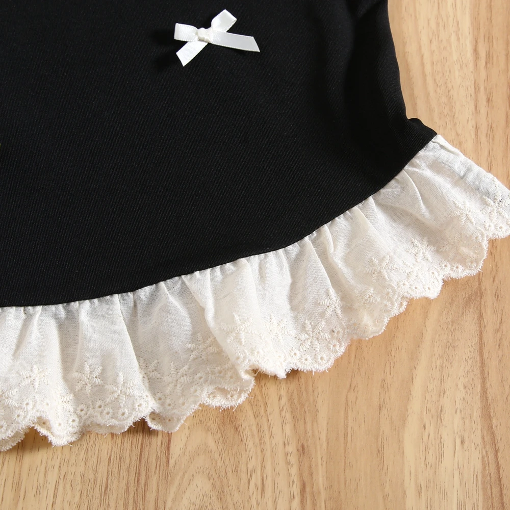 Humor Bear Summer Girls' Suits Cool And Comfortable Lace Hem Tank Bow Trim Top+Pants 2 Piece Set Cute Kids' Clothing Sets image 5