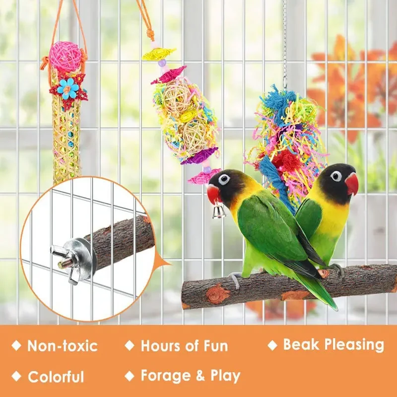 

4PSC Bird Parrot Shredding Toys Chewing Foraging Hanging Cage Paper Strings Wire Drawing Ball Toys Relieve Boredom