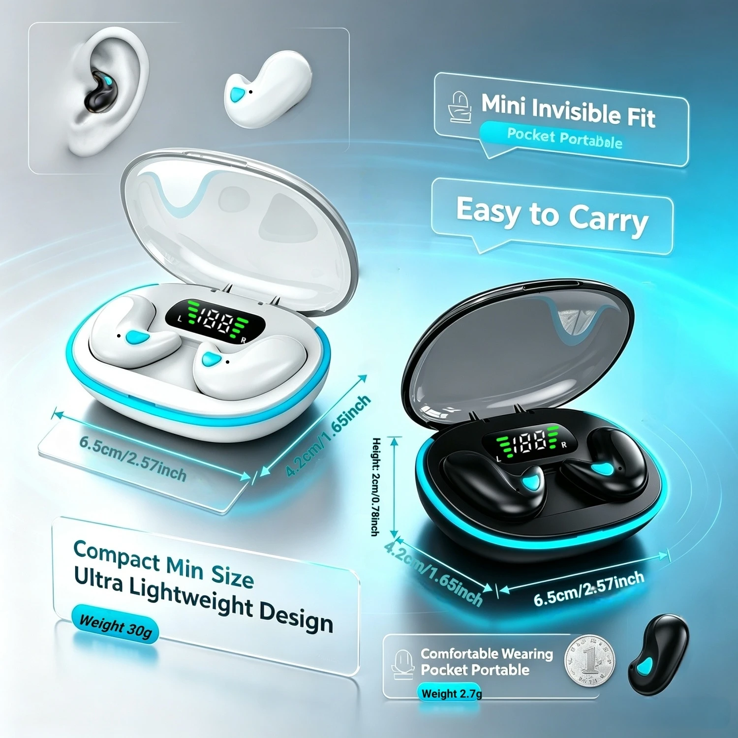 Sleep Wireless Headphones, Loud Volume, Matching Comfort, Touch Control, Semi-Open Back, No Tangles, with Wireless Charging Box