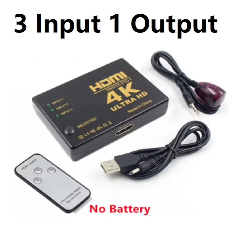 4K HDMI Switcher 5-in-1 HDMI-compatibele Splitter HD 1080P Videokabel Splitter 1x3 Hub Adapter Converter voor PS4/3 TV Box HDTV