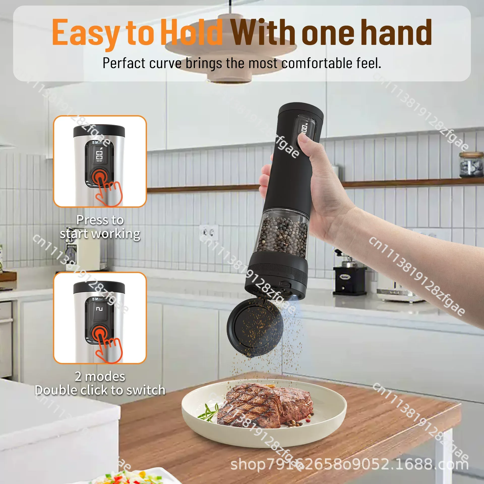 The Electric Grinder for Kitchenware Is Rechargeable and The Pepper Grinder Is Electrically Operated
