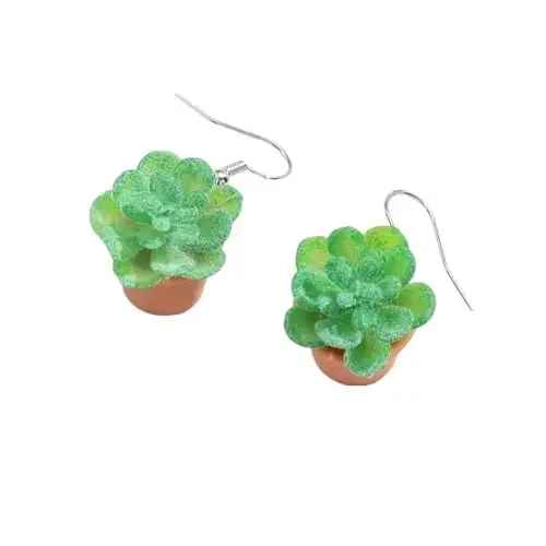 2024 Lovely Cactus Succulent Potted Plant Dangle Earrings Botanical Floral Polymer Clay Cute Earrings for Women Girls Jewelry