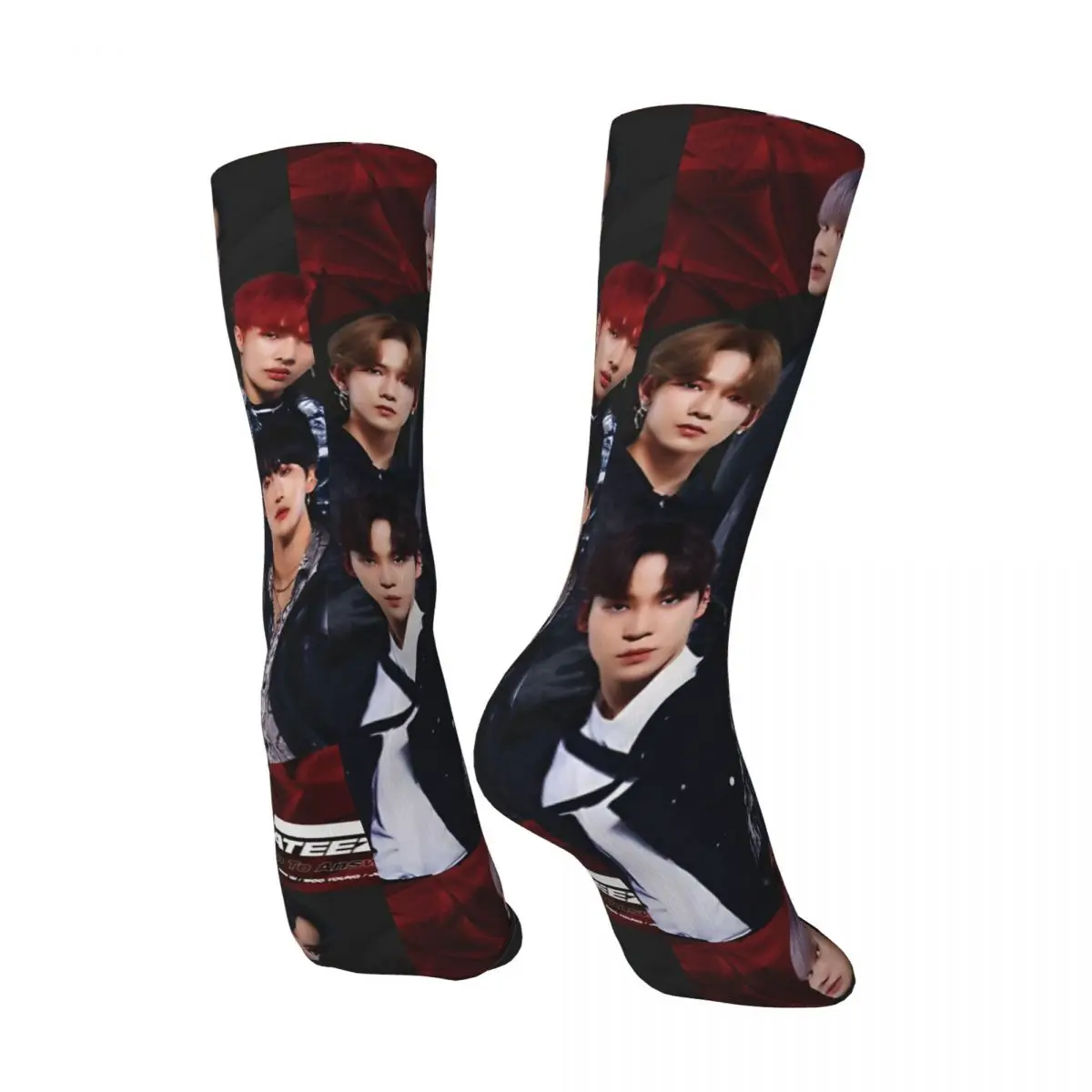 Vintage ATEEZ TREASURE EP MAP TO ANSWER Men's compression Socks Unisex ATEEZ Street Style Pattern Printed Novelty Crew Sock