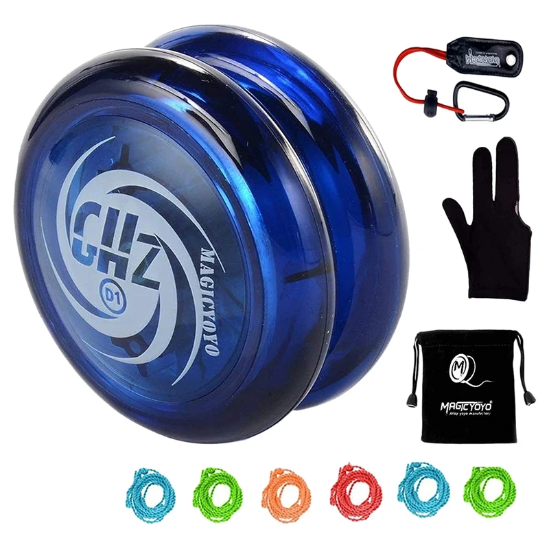 FBIL-MAGICYOYO استجابة يويو D1 GHZ حلقة بلاستيكية 2A كرة يويو مع 6 أوتار، قفاز، ألعاب كيس يويو للأطفال