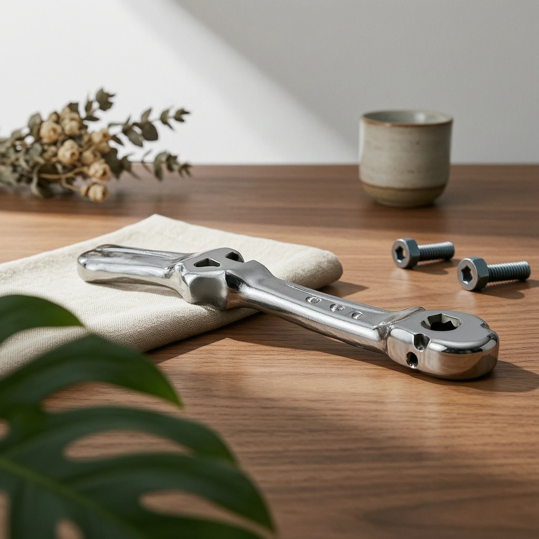 Ratcheting Wrench Slim-Profile Ratchet Wrench Ratcheting Spanner Chrome Plated Tool Drop-Forged for Mechanics