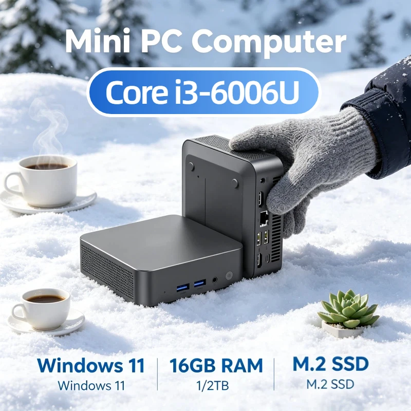 

4K HD Ultra Clear Mini PC Core i3-6006U Windows 11 Pro 32GB RAM 1TB 2TB SSD WIFI6 BT5.2 Durable Office Study PC 3 Years Warranty