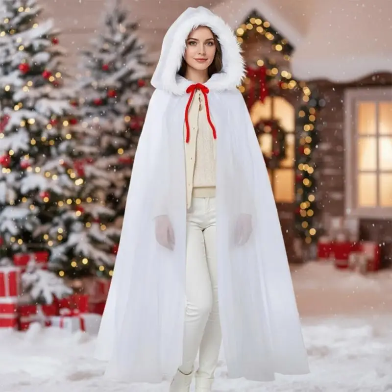 72XE Christmas Shawl Cloak Mrs Santa Clauses Robe Wizard Robe for Womnens